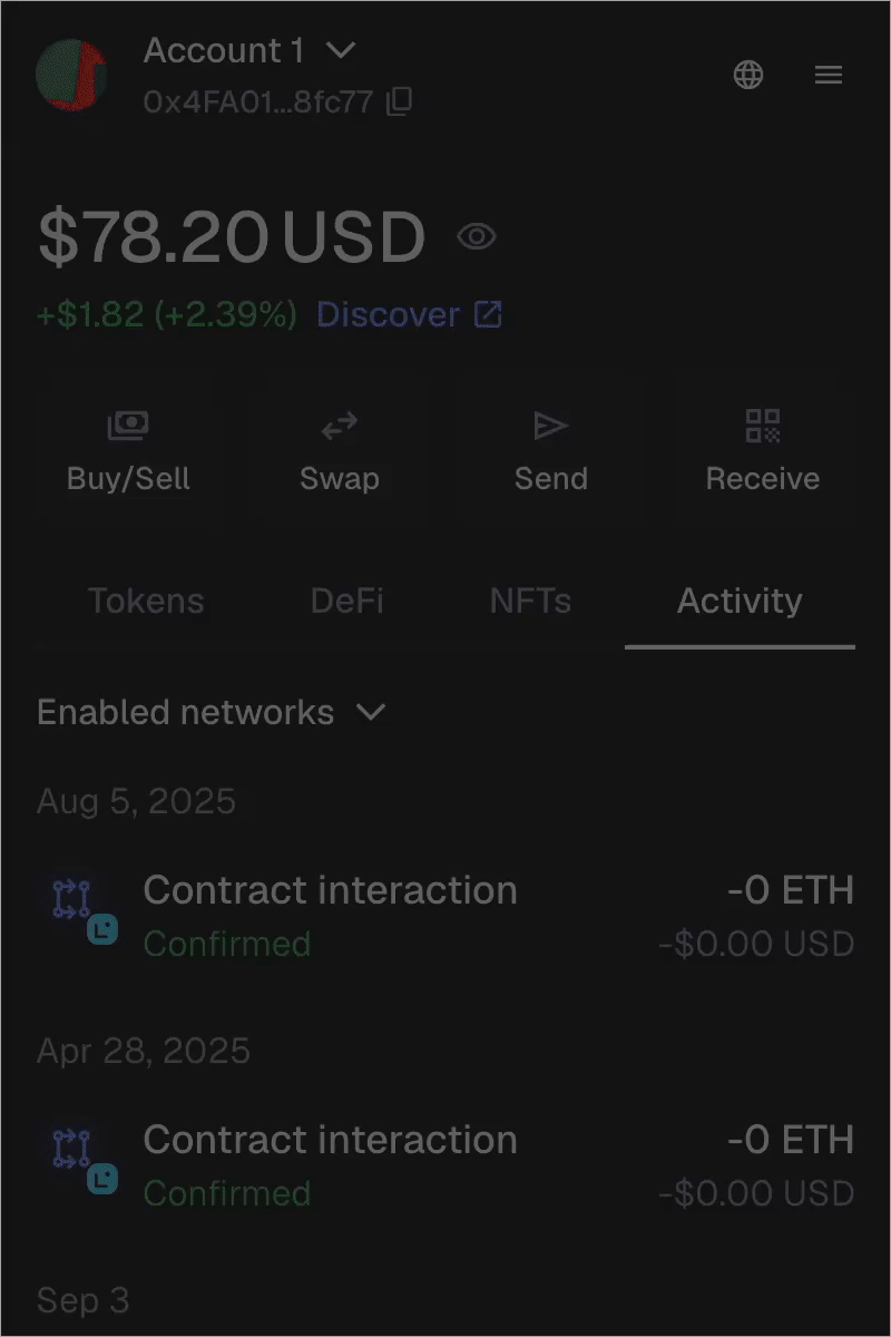 MetaMask extension access account list menu