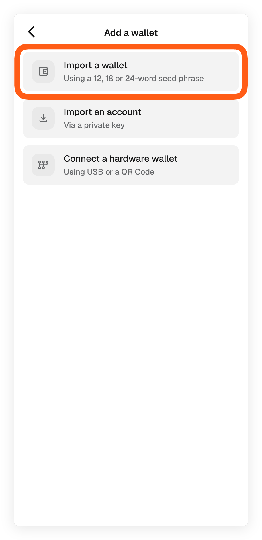 Metamask extension account import a wallet