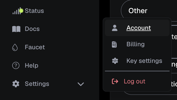 Locate account settings