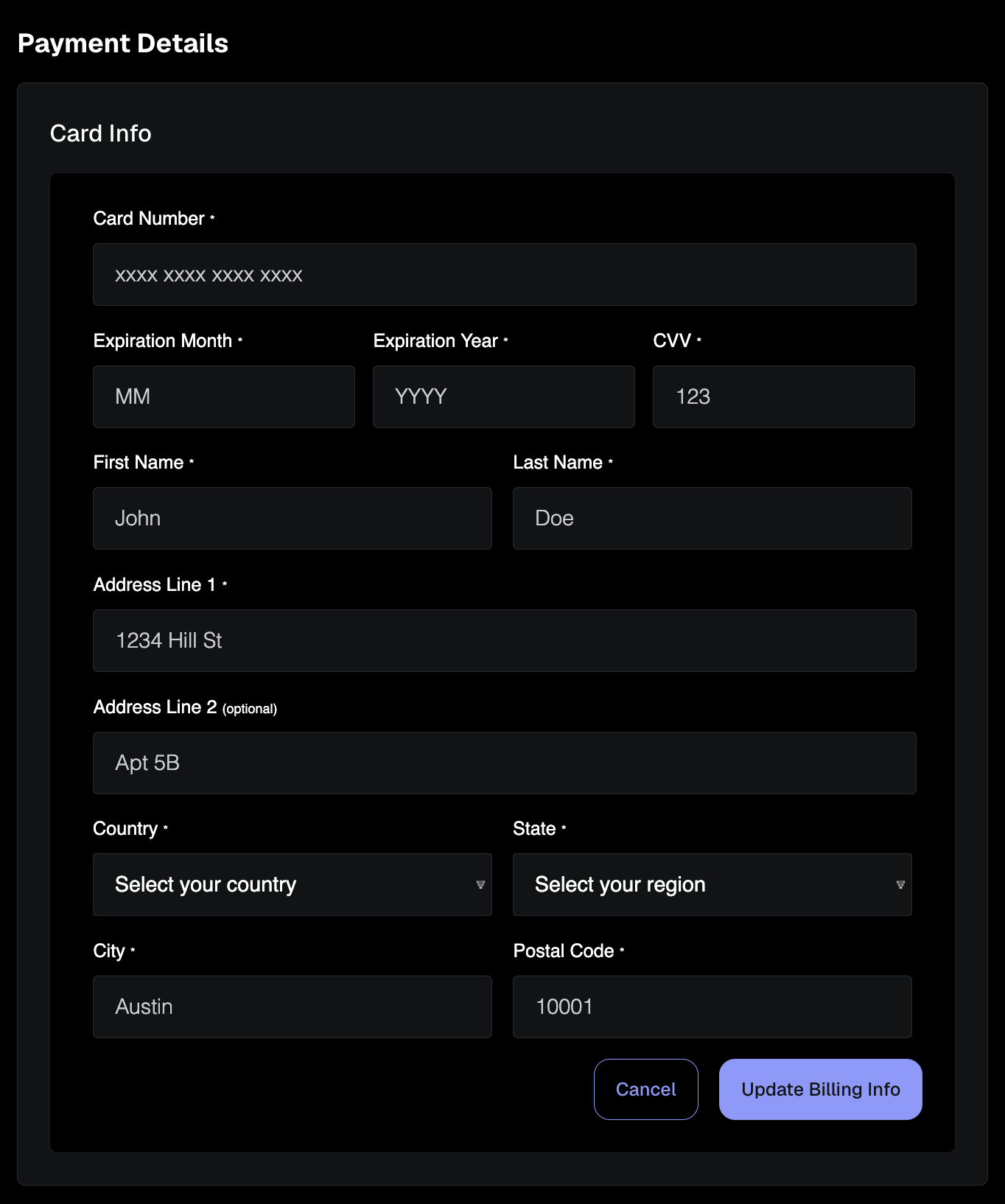 Update your card information