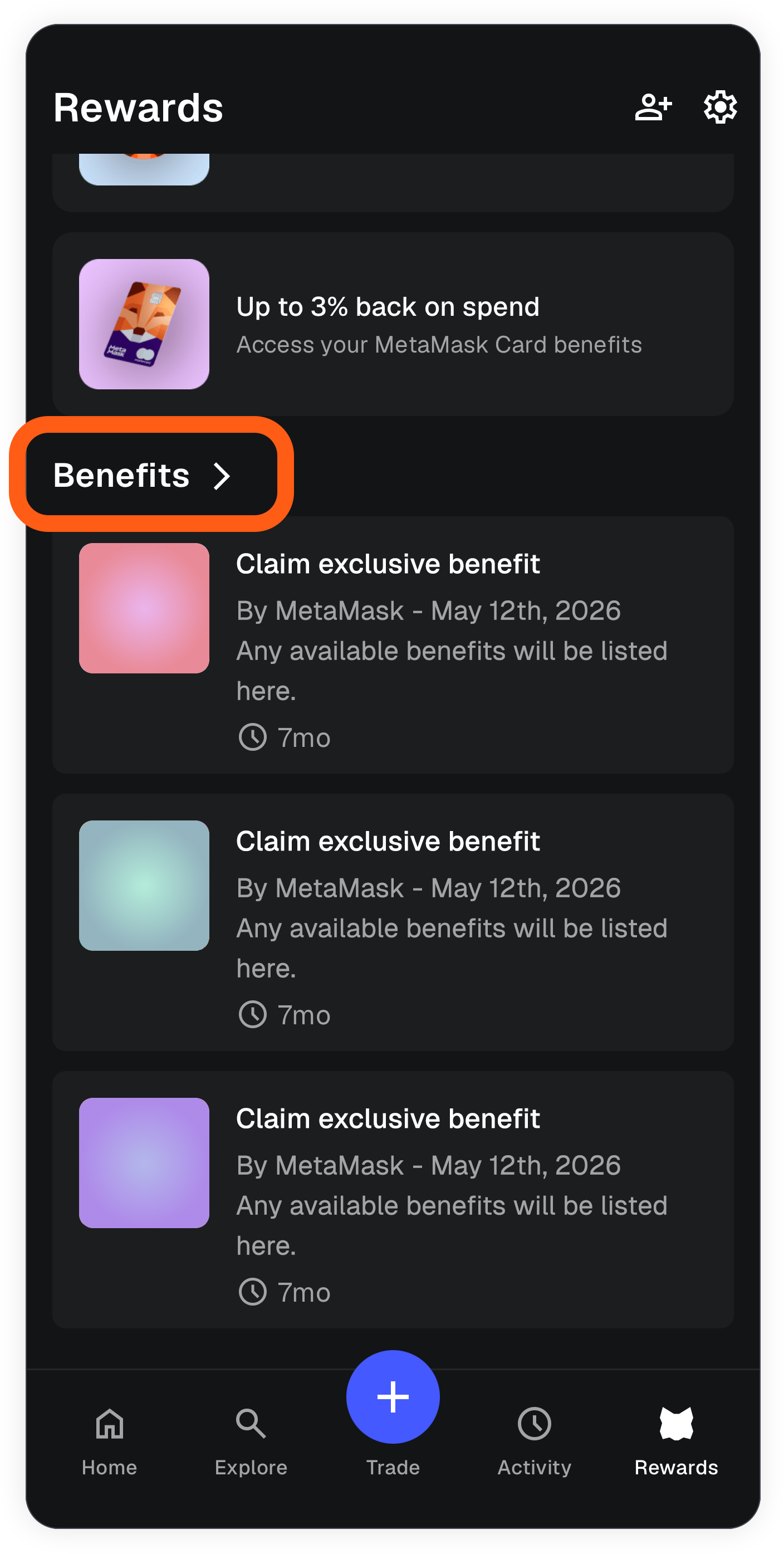 MetaMask mobile rewards main screen benefits