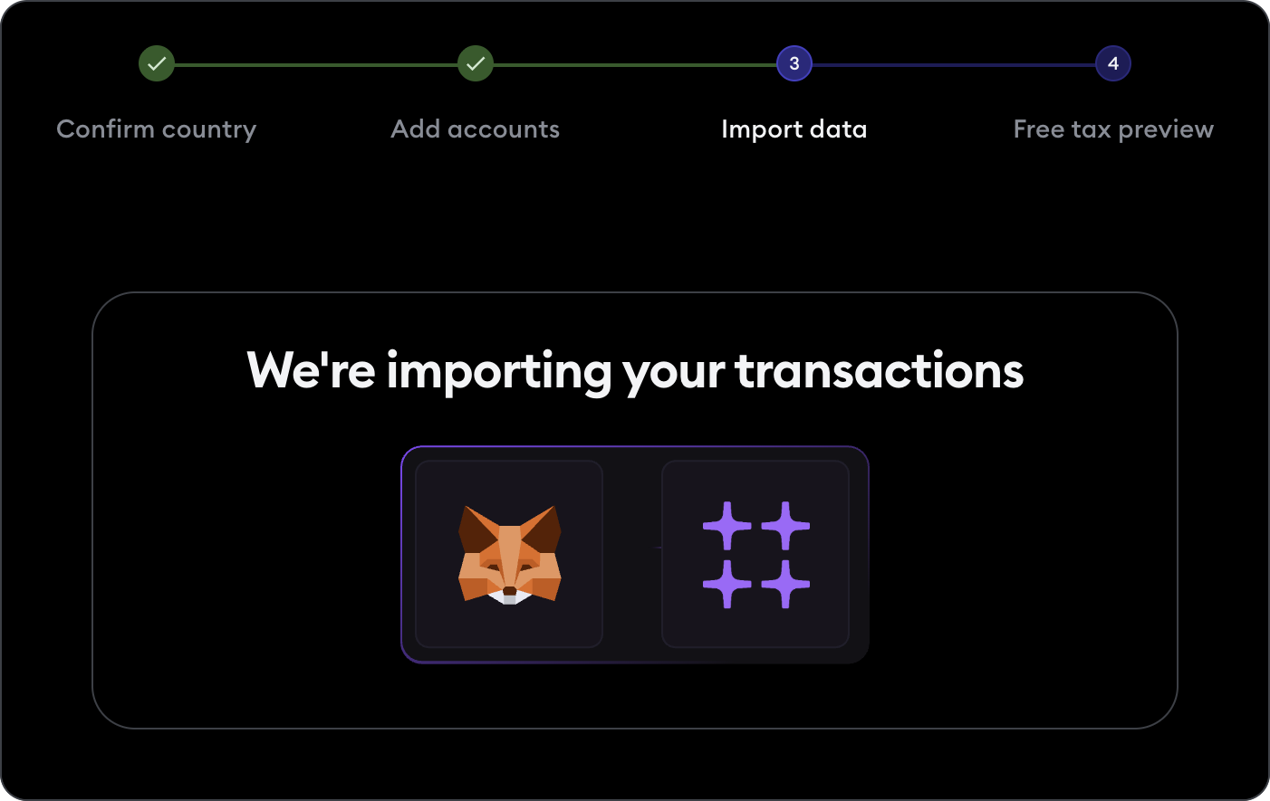 MetaMask Portfolio Summ importing your transactions