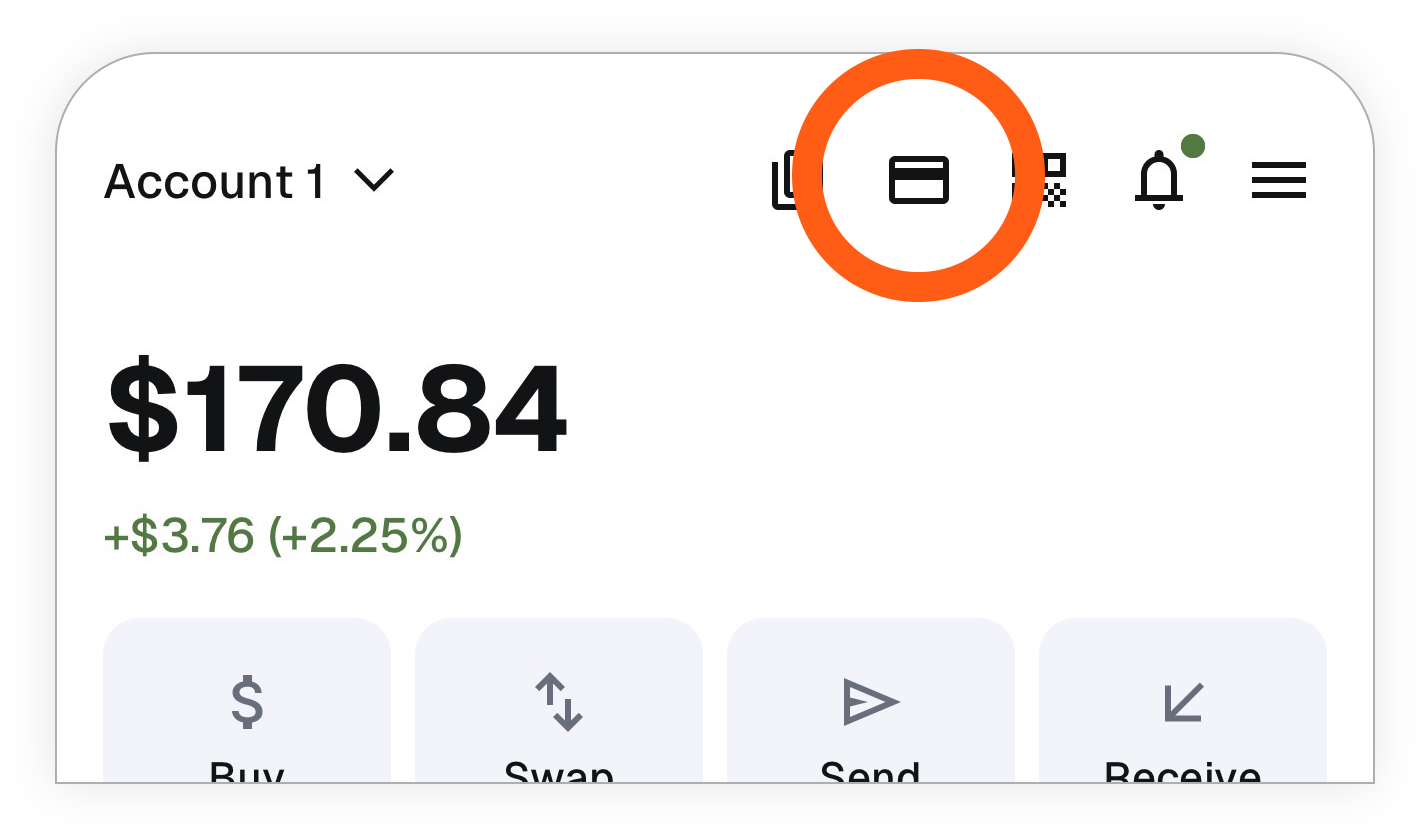 MetaMask mobile card tab button