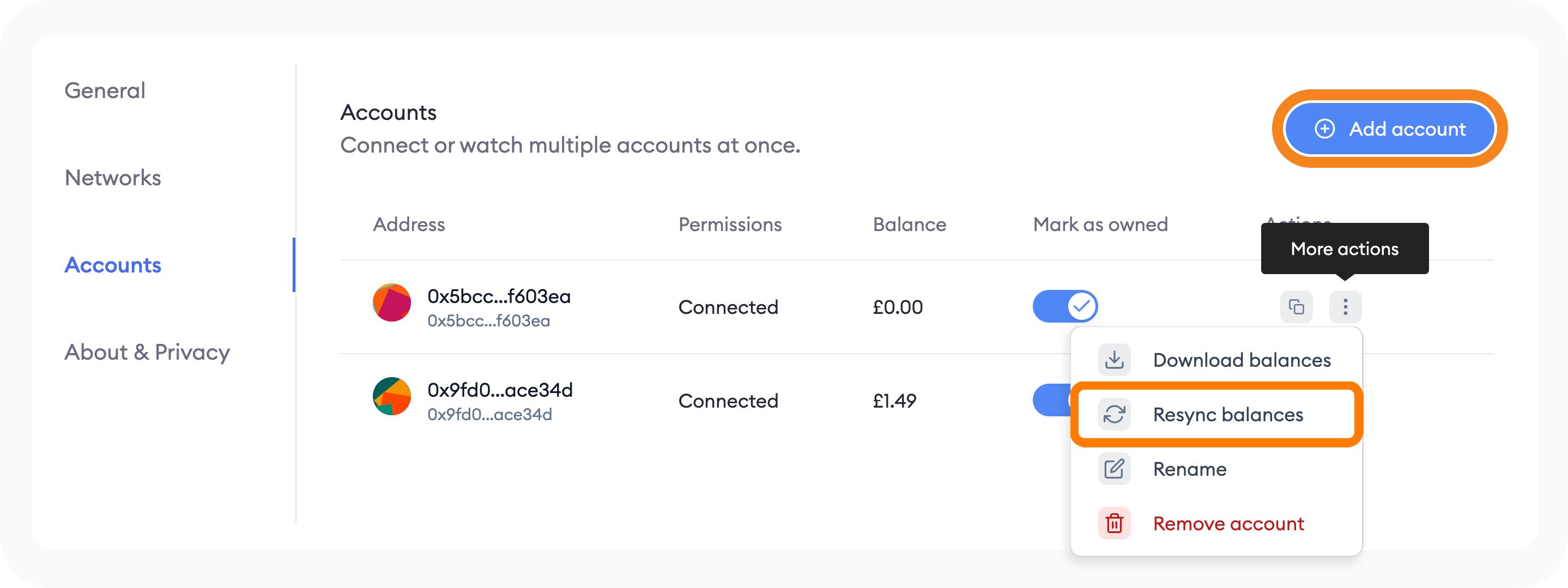 MetaMask Portfolio resync account
balance