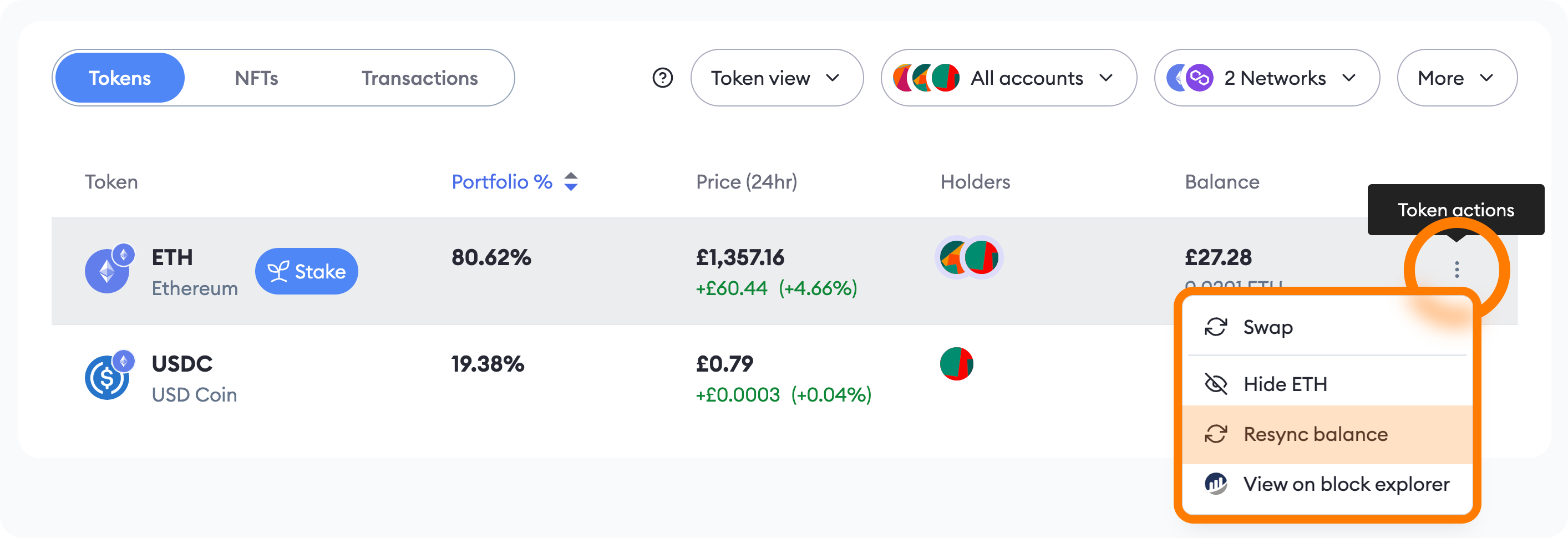 MetaMask Portfolio resync
balance
