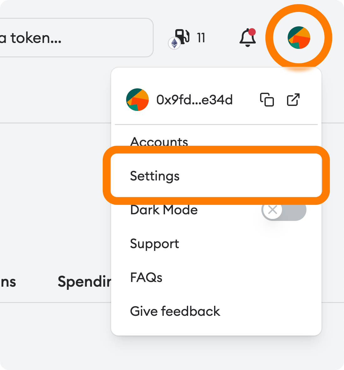 MetaMask Portfolio
settings