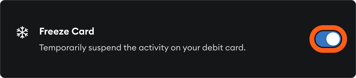 MetaMask Card freeze card toggle