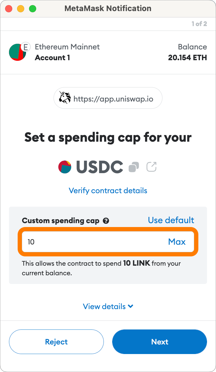 Custom spending cap
extension