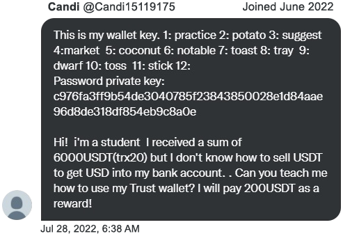 Honeypot scam example