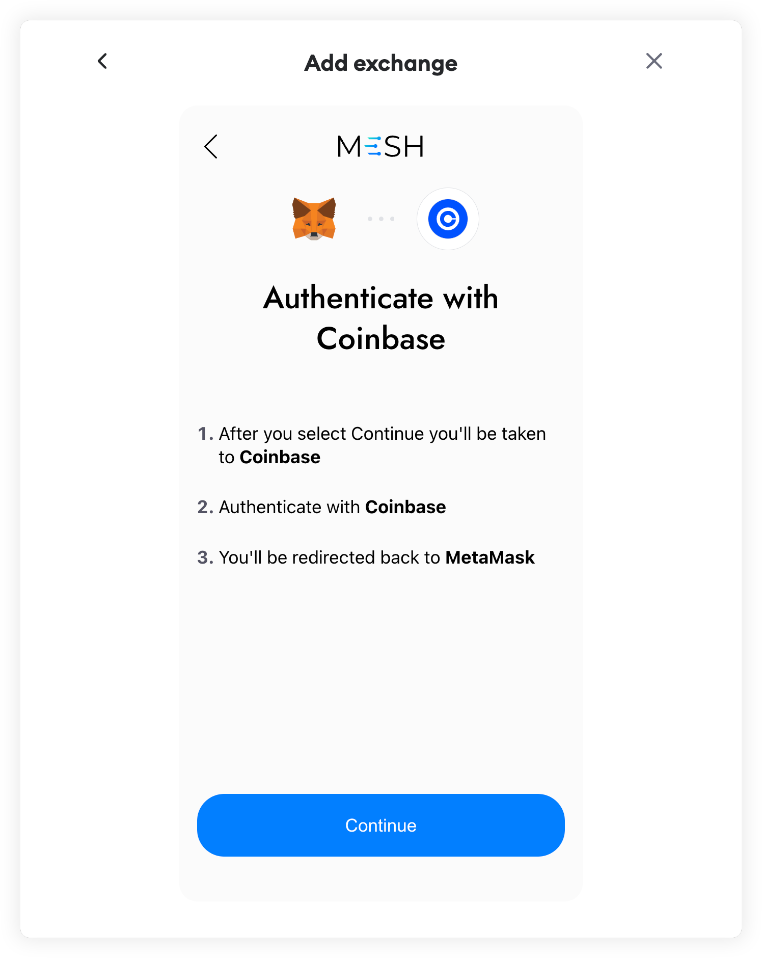 MetaMask Portfolio add CEX
Coinbase