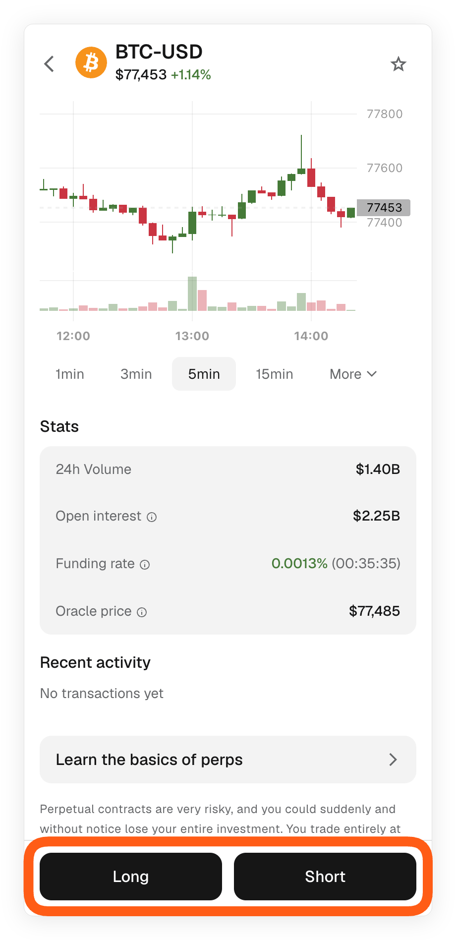 MetaMask extension perps choose long or short