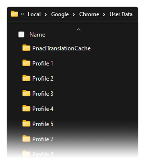 Identify profiles from file browser