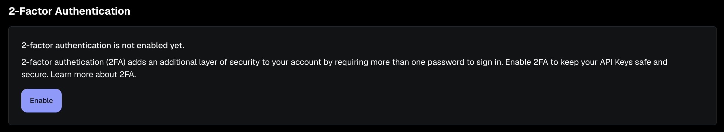 2FA settings