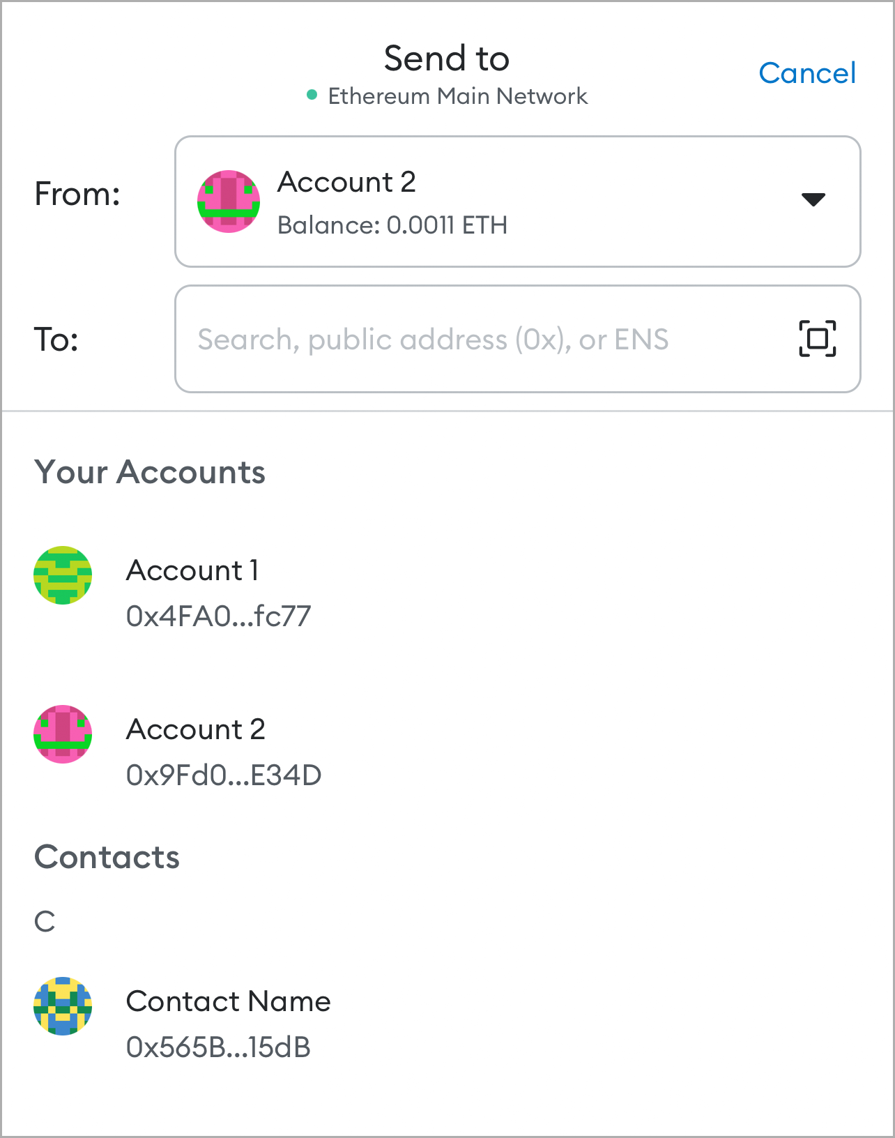 Enviar tokens elegir destinatario móvil de
MetaMask