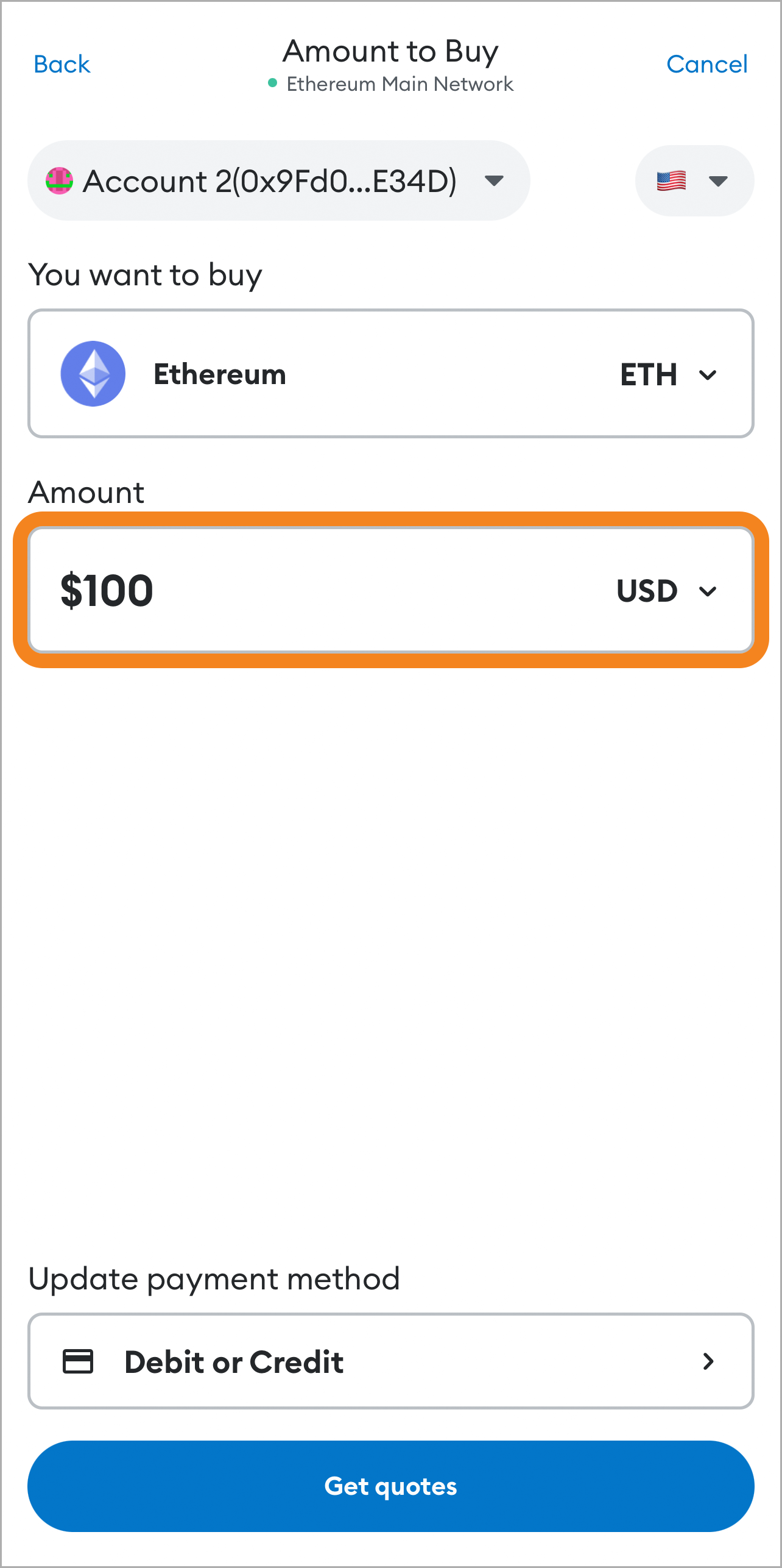 MetaMask select amount
mobile
