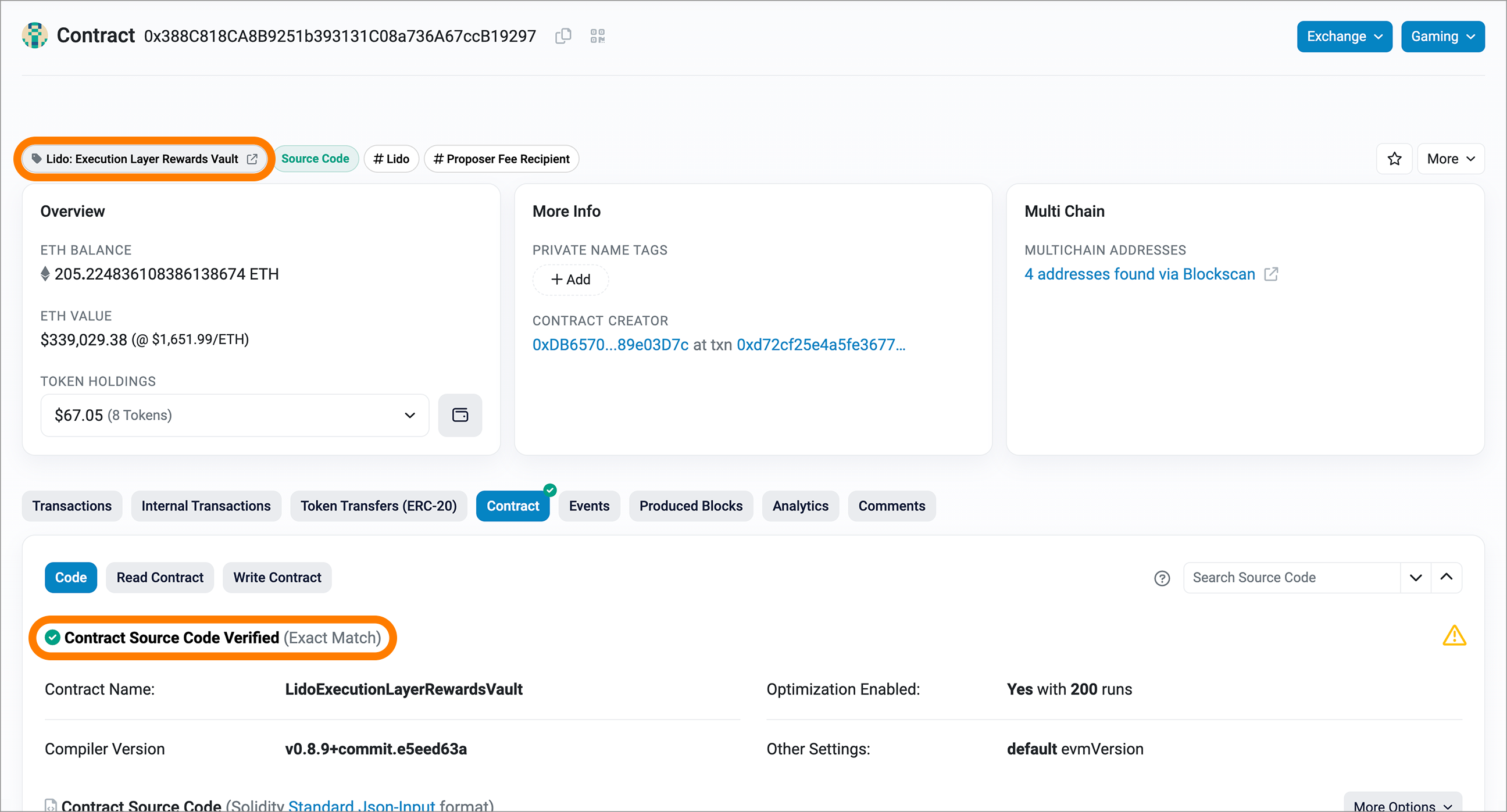 Smart contract verification
Etherscan