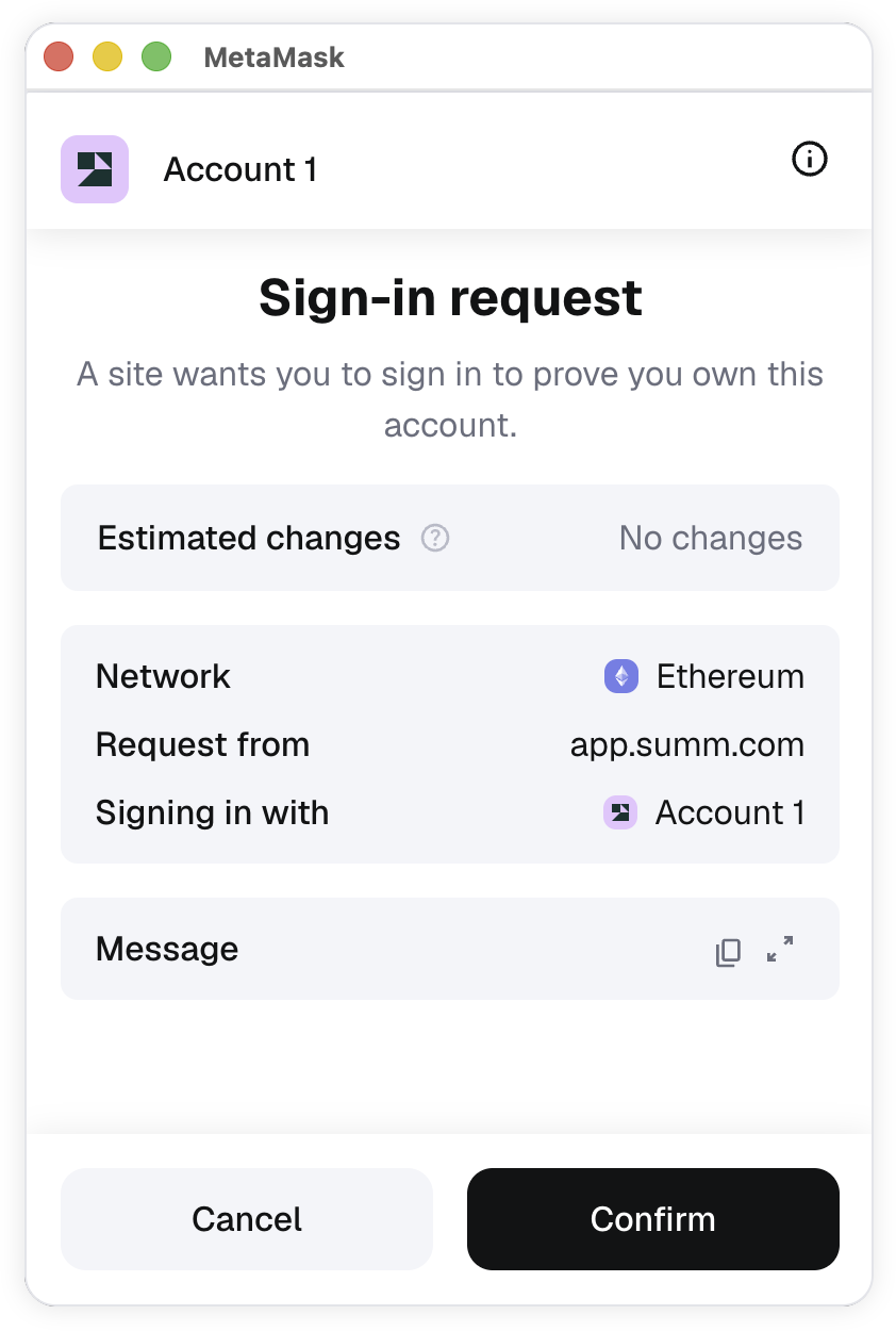 MetaMask Portfolio connect summ app with extension confirm sign-in