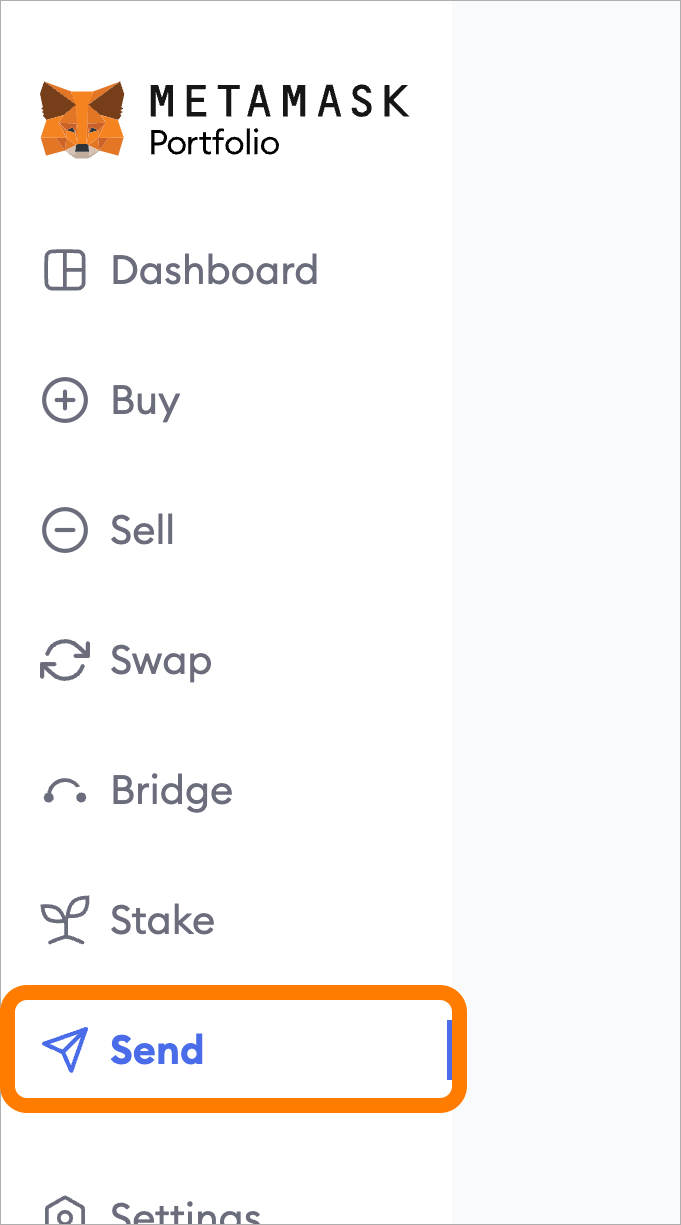 MetaMask Portfolio send
tab
