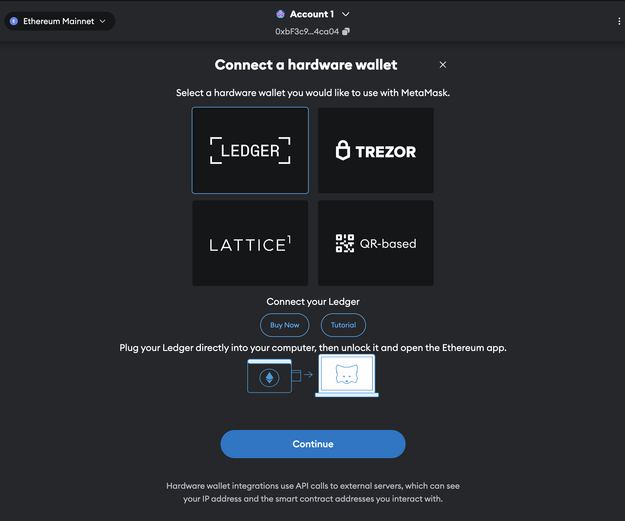 Connect hardware wallet