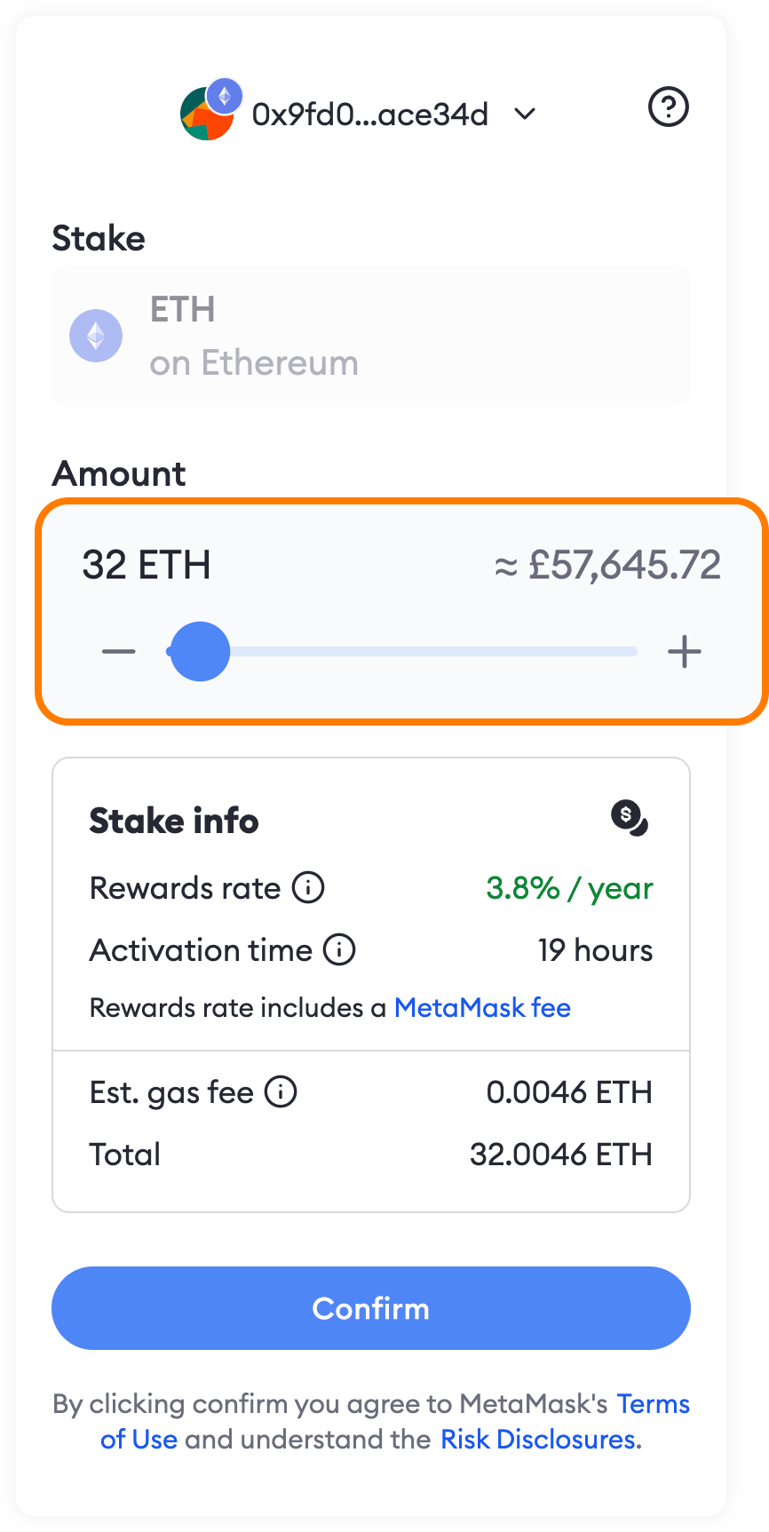 MetaMask Portfolio validator staking select
amount