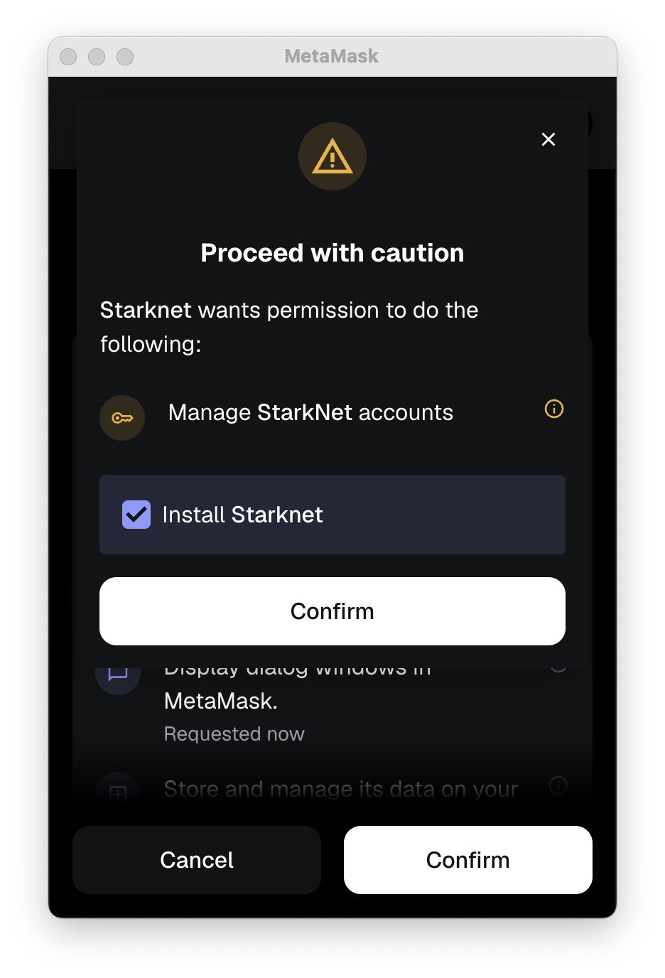 MetaMask Snaps extension install security warning