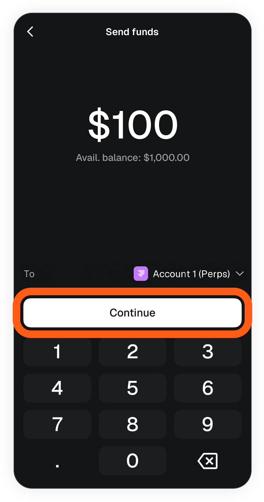 MetaMask mobile money account send funds to predictions account select amount