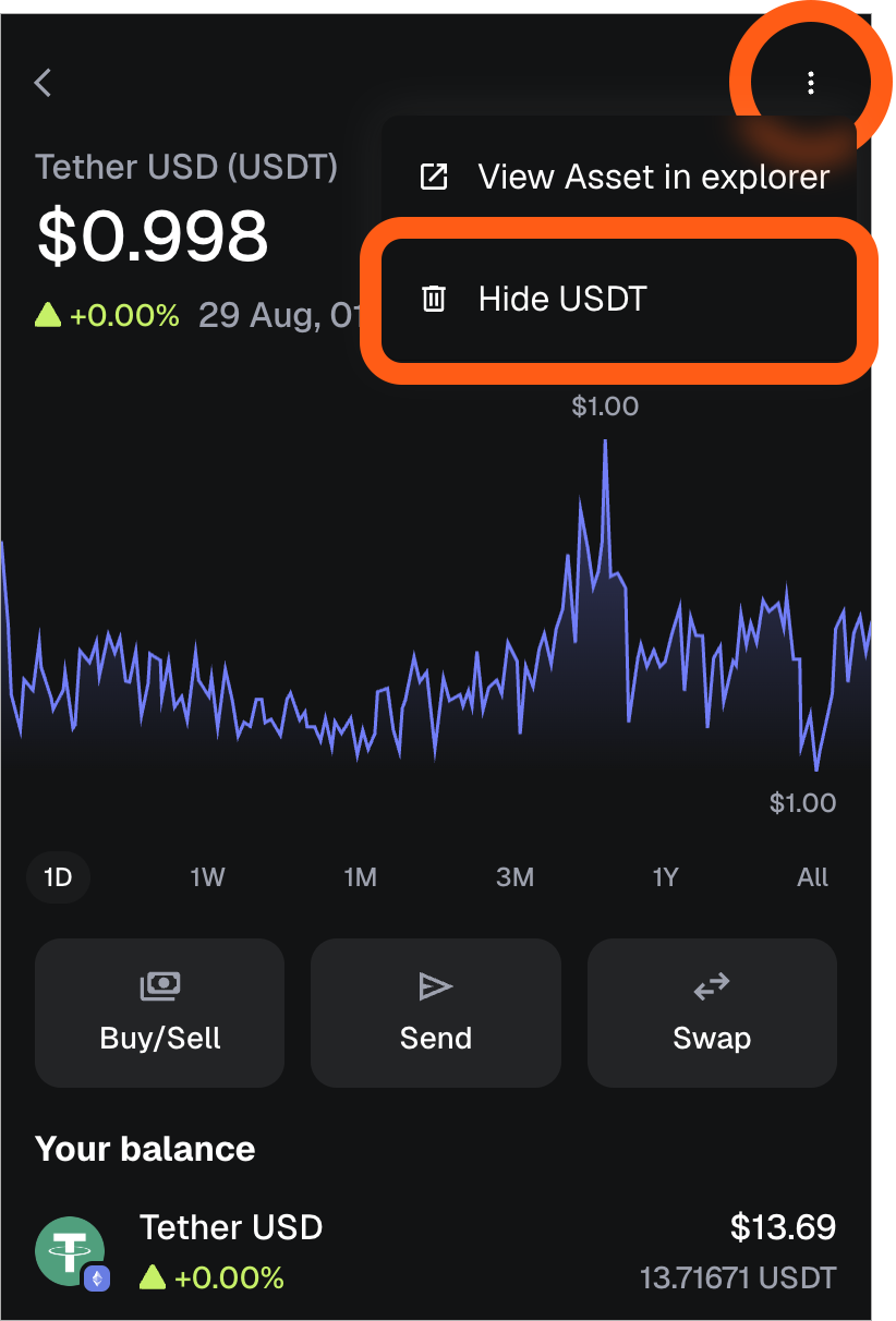 MetaMask extension hide token