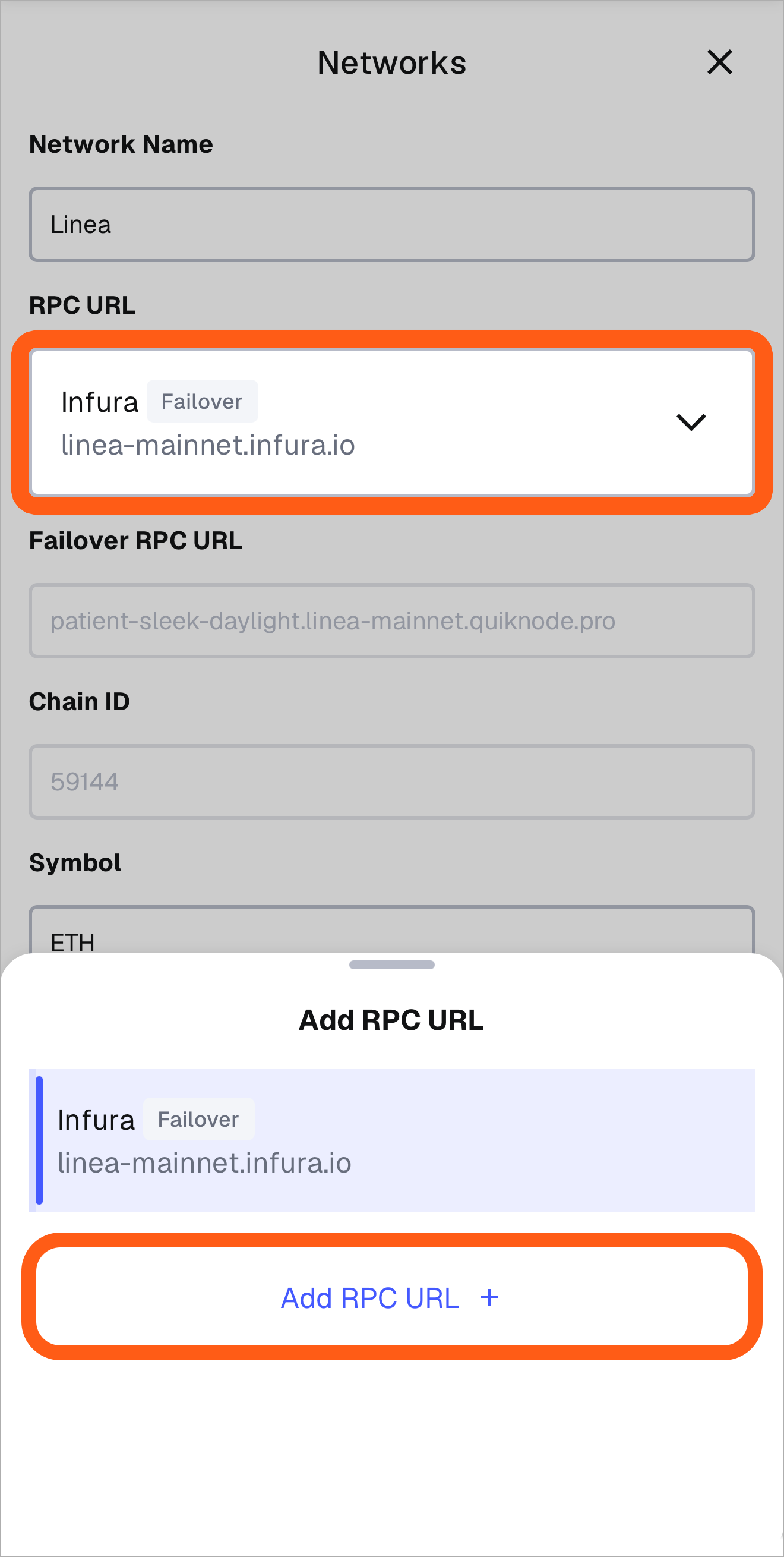 MetaMask mobile add rpc url option