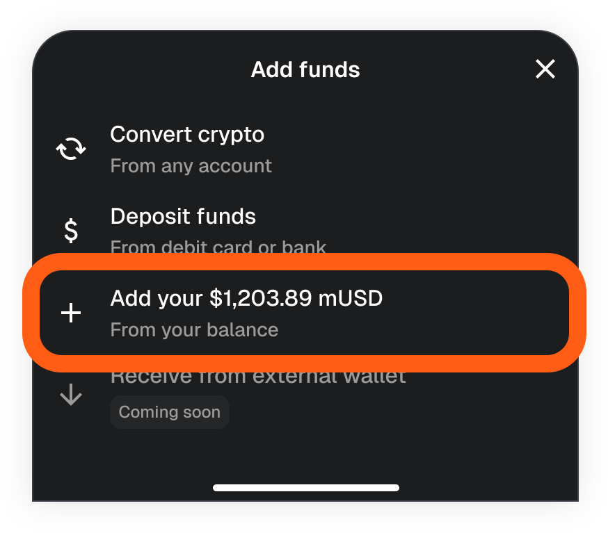MetaMask mobile money account add your mUSD