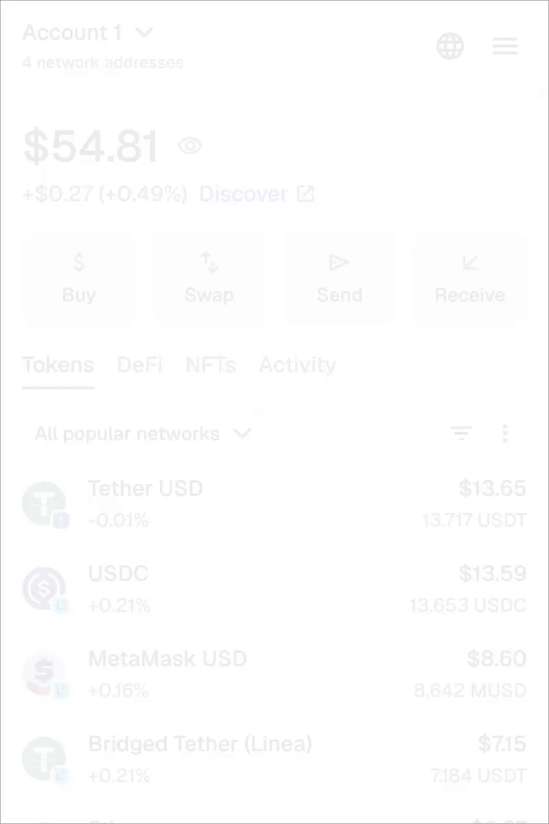 MetaMask extension copy account public address