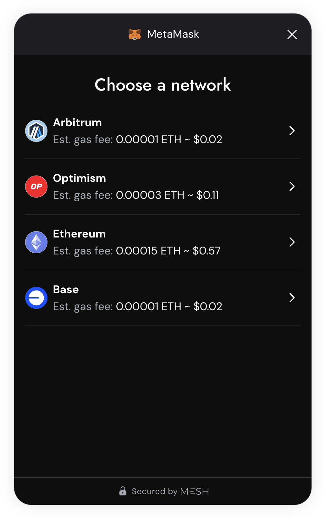 MetaMask Portfolio CEX transfer secure link select network