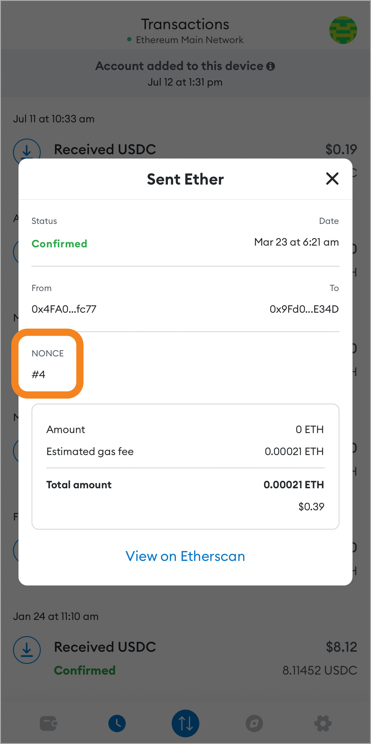MetaMask locate transaction nonce
mobile