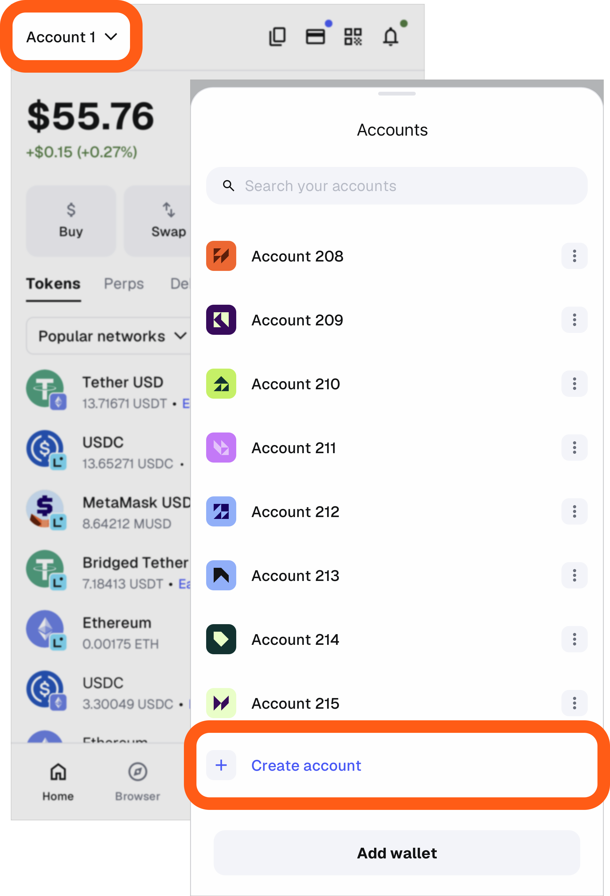 MetaMask mobile create account