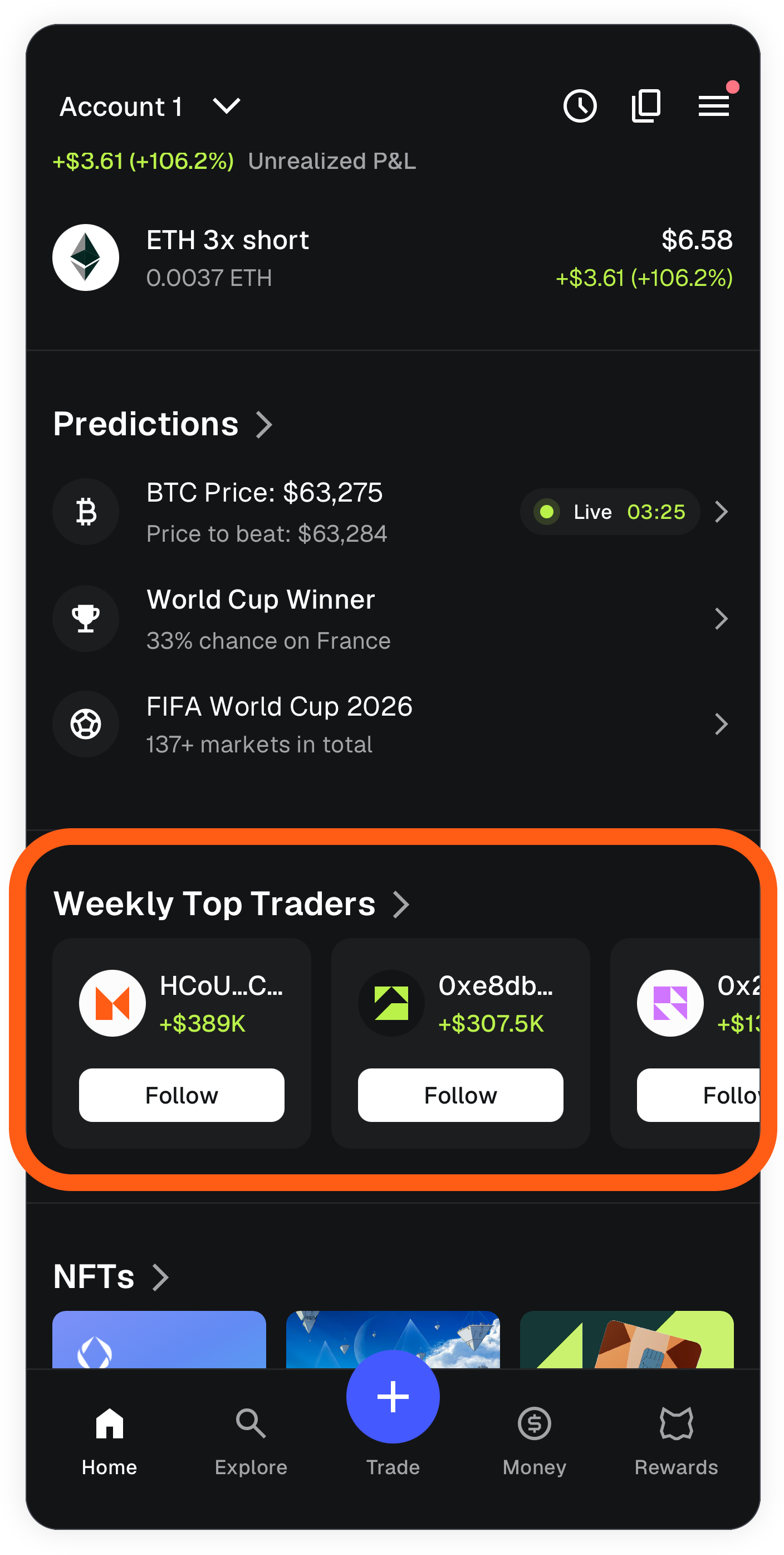 MetaMask mobile weekly top traders